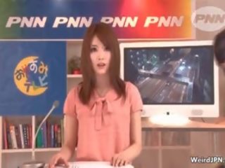 Oversexed Japanese News Reading young female Gets